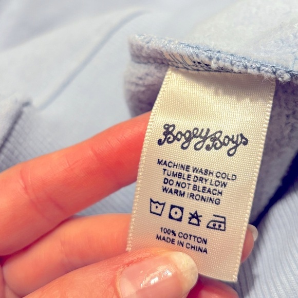 Bogey Boys Crewneck Pullover Sweatshirt Light Blue Embroidered Script Logo-Large - Picture 6 of 6